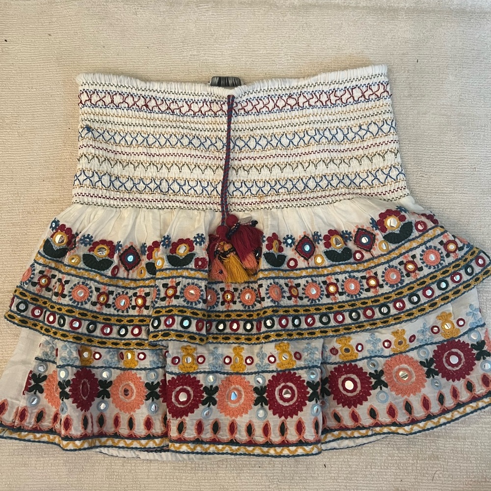Zara Red and Black Embellished Skater Mini Skirt